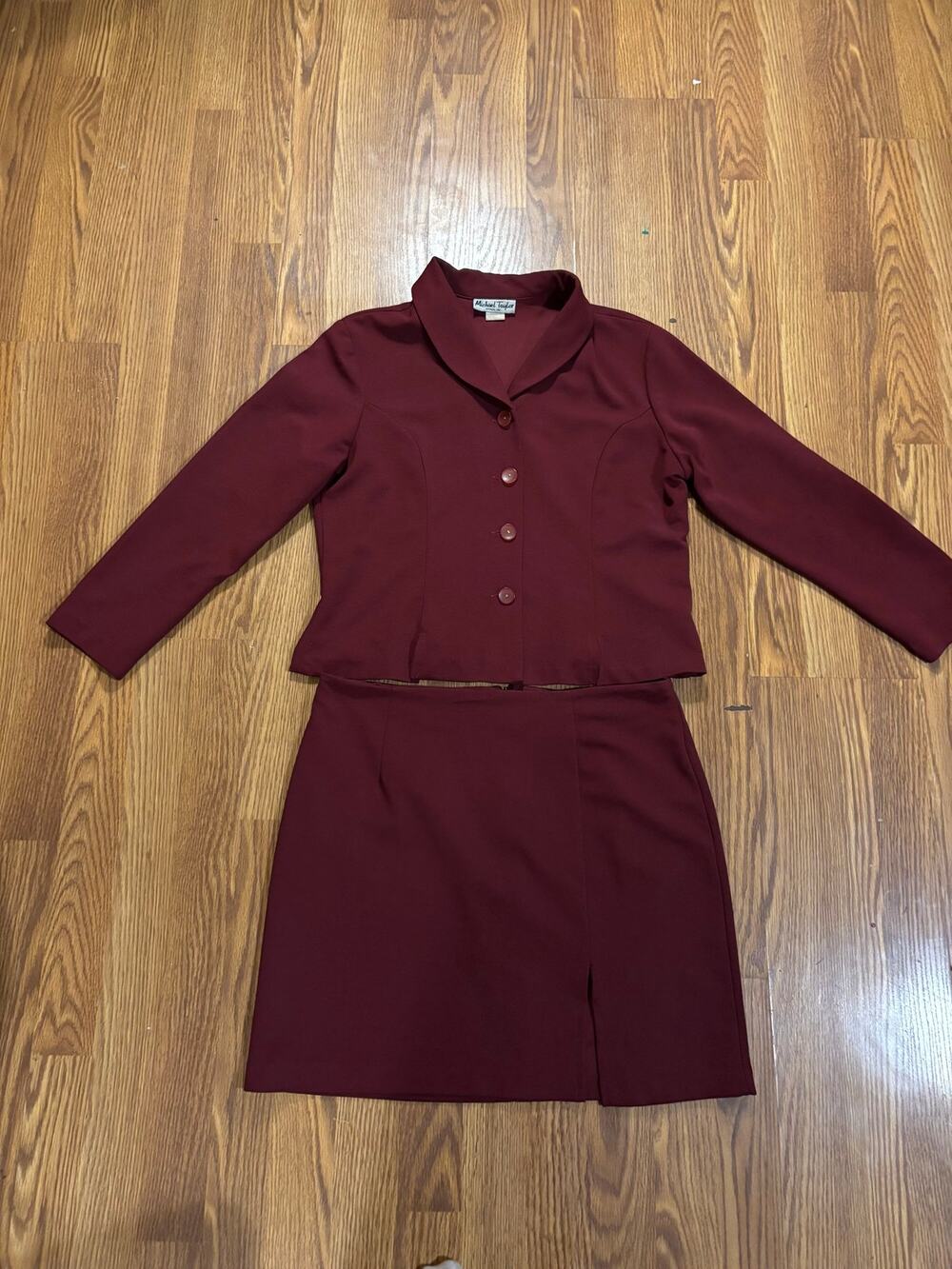 Vintage Red/ Burgundy Office/ Work Fall Dressy Preppy Blazer Skirt Suit